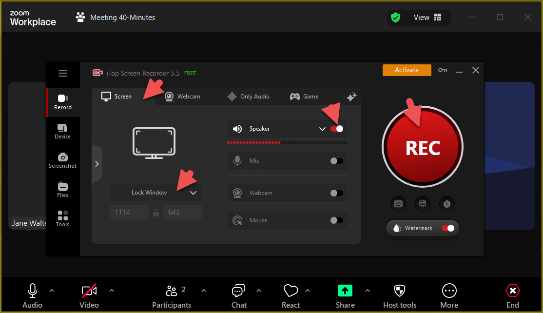 使用 iTop Screen Recorder 录制 Zoom