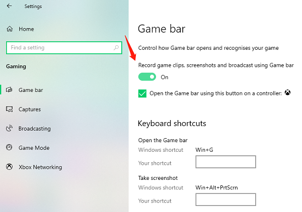 开启 Xbox Game Bar