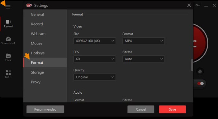 iTop Screen Recorder 设置