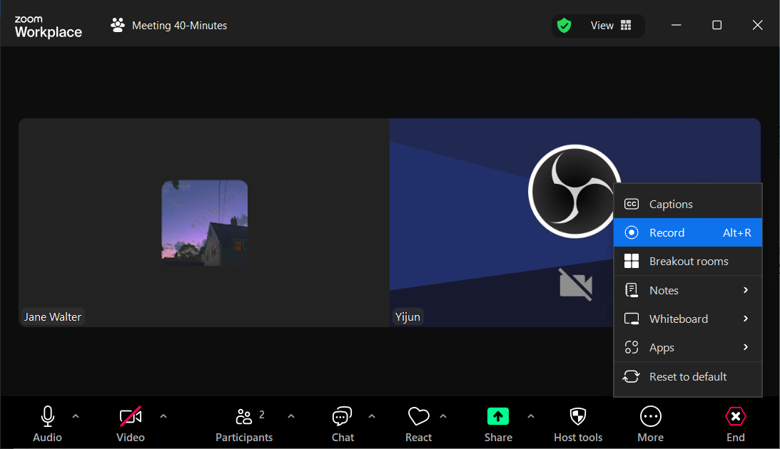 Zoom 录制按钮位置